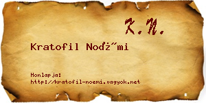Kratofil Noémi névjegykártya